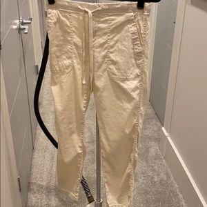 Lou & Grey cream colored linen blend pant
